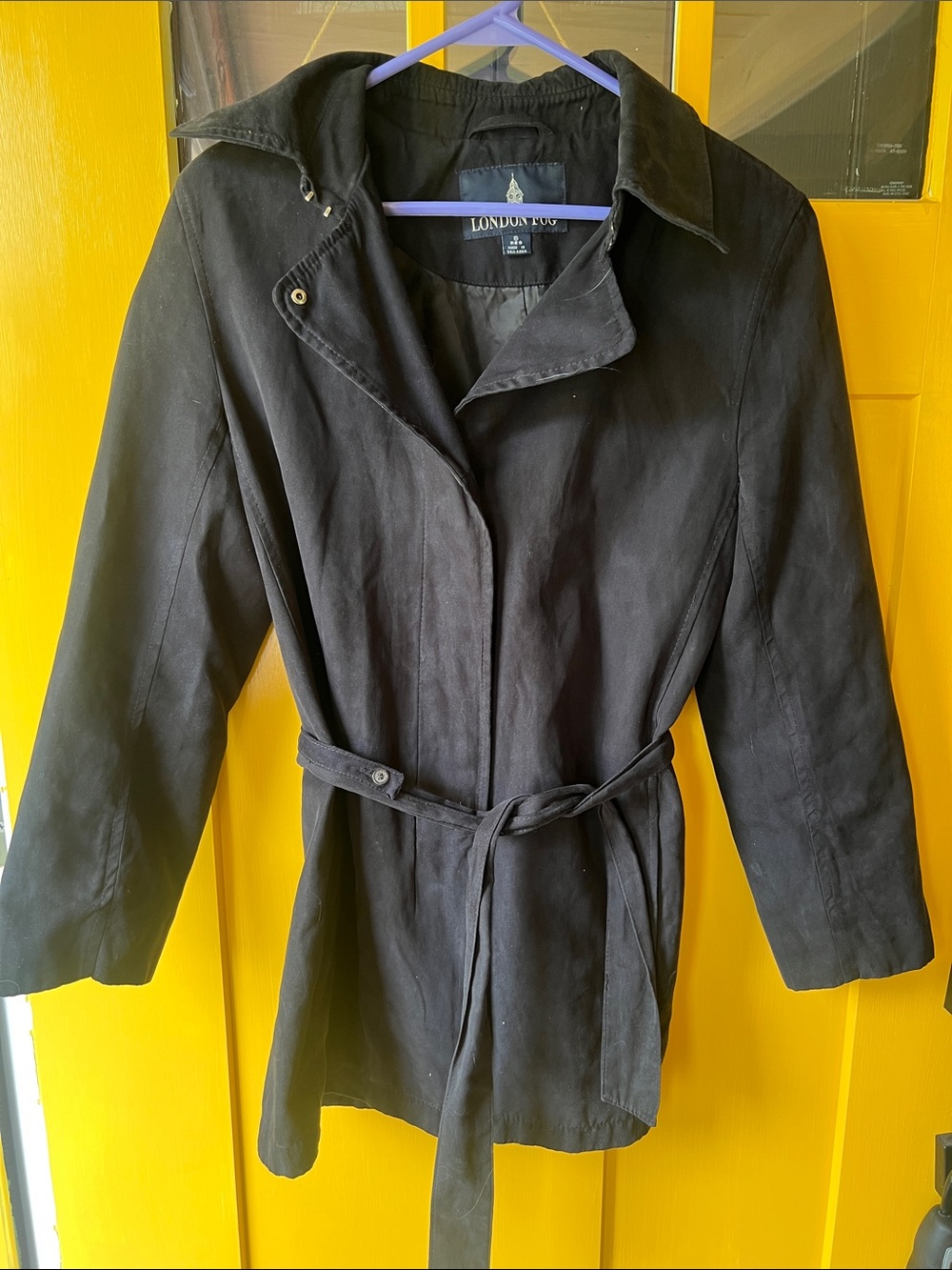 London Fog Black Belted Trench Jacket
